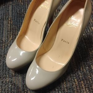 Christian Louboutin Women's Grey Patent Leather Pumps